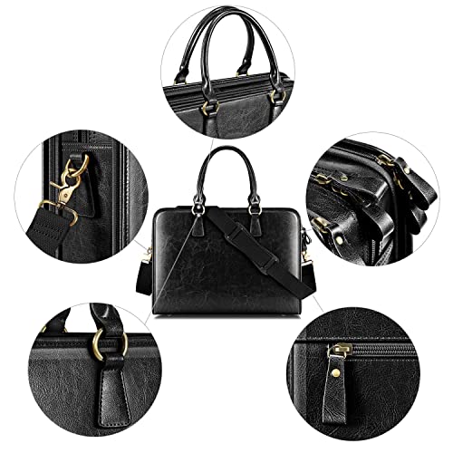 Kattee Genuine Leather Briefcase for Women, Large Capacity Laptop Bag with Luggage Tag - Image 5