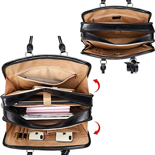 Kattee Genuine Leather Briefcase for Women, Large Capacity Laptop Bag with Luggage Tag - Image 4