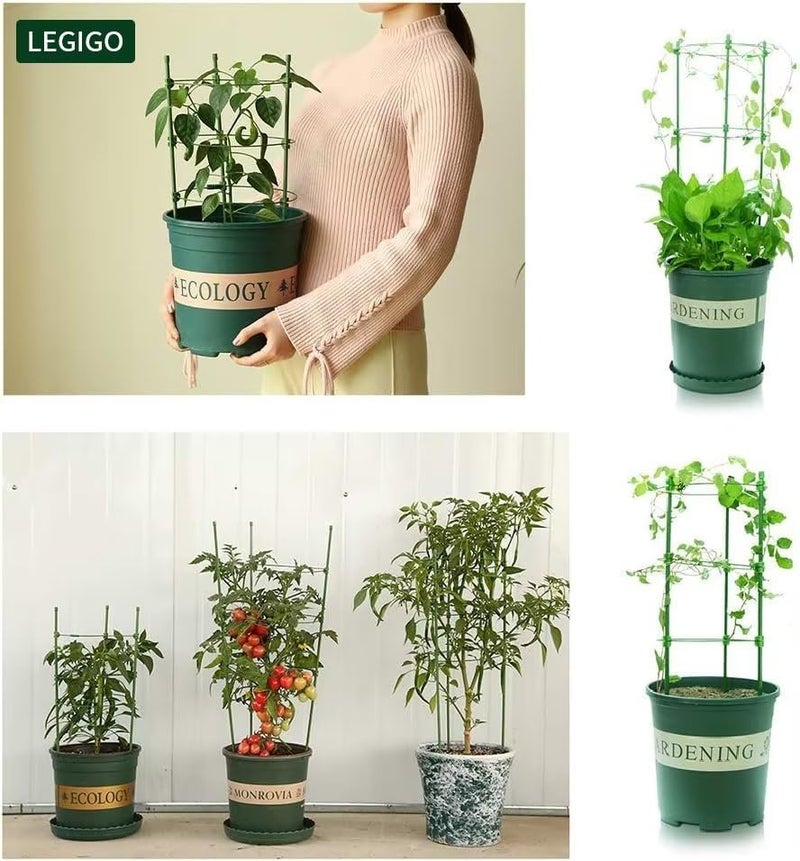 Legigo Legigo 3 Packs Plant Support Cages Tomato Cage for Garden- 18 Inch Adjustable Garden Cucumber Trellis Plant Stakes, Trellis Support Rings for Climbing Plants, Pots, Indoor Plants with 10 Plant Clips  - Image 5