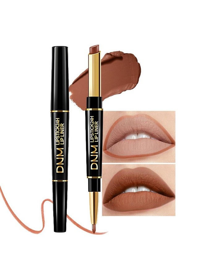 evpct 1Pcs Brown Matte Lip Liner And Lipstick Combo Set Kit For Women, Dnm Magic Neutral Lipstick 24 Hours Original Lipstick And Lips Liner Pencil Stain Gloss Plumper Makeup Long Lasting Waterproof 38 - Image 1