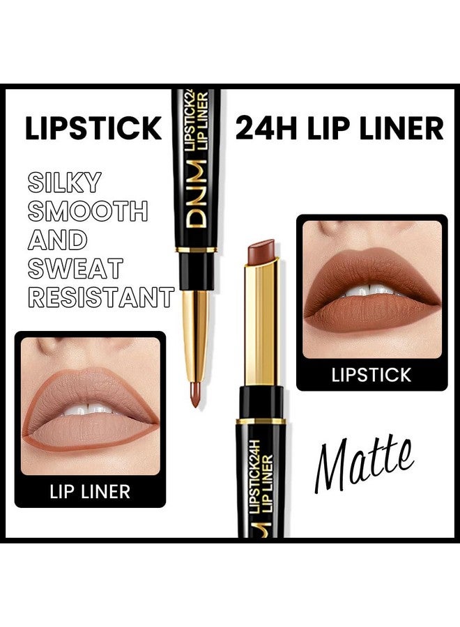 evpct 1Pcs Brown Matte Lip Liner And Lipstick Combo Set Kit For Women, Dnm Magic Neutral Lipstick 24 Hours Original Lipstick And Lips Liner Pencil Stain Gloss Plumper Makeup Long Lasting Waterproof 38 - Image 3