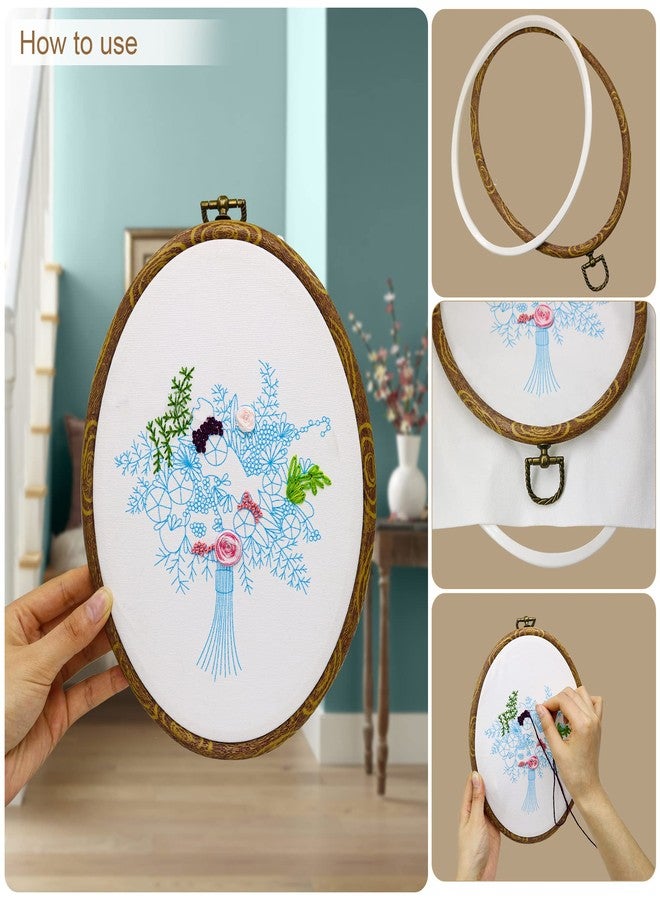 GuoFa 9'' Oval Embroidery Hoops - guofa 5PCS Decorative Cross Stitch Hoop Set, Imitated Wood Embroidery Frame Circle Hanging Arts Ornament (9in-5pcs) - Image 5