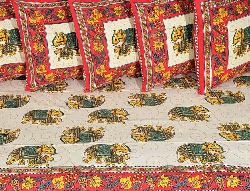 AMLEXTTRIZ Special Animal Printed Pure Soft Cotton Diwan Cover Set 8 Pcs Set 5 Cushion Cover2 Bolster Cover1 Bedsheet RED - Image 4