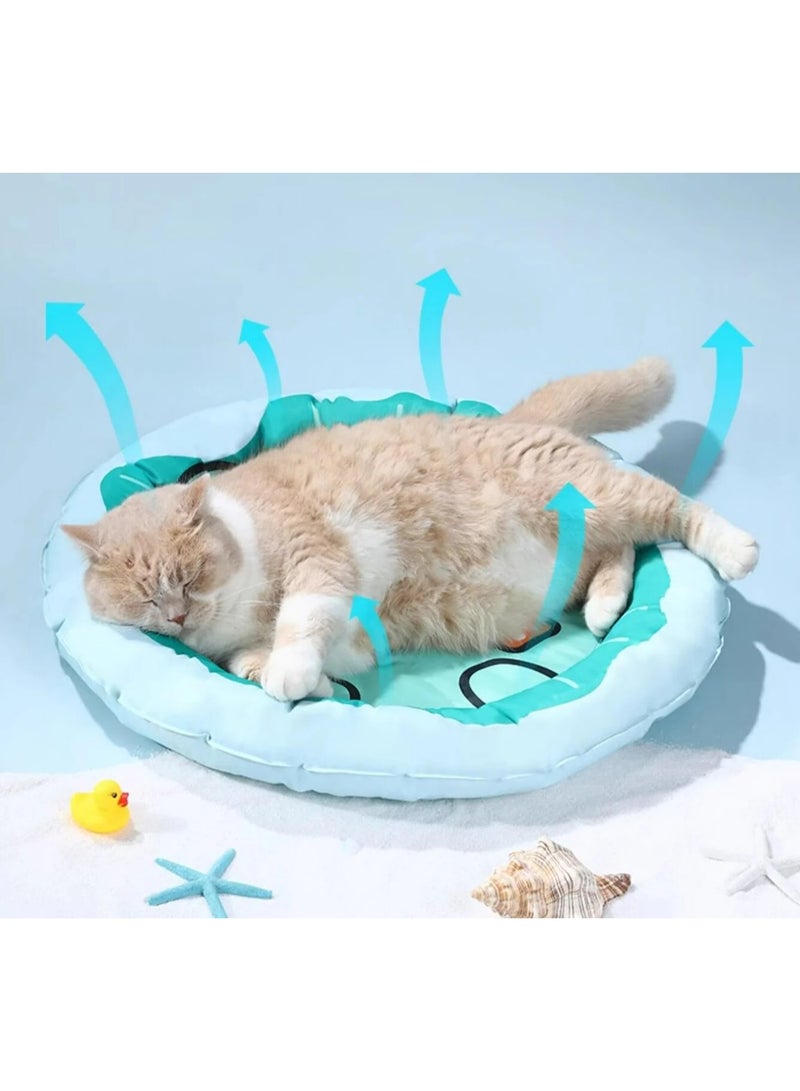 اليسا بساط تبريد للحيوانات الأليفة على شكل رسوم كرتونية للقطط والكلاب، وسادة صيفية ناعمة ومريحة ورائعة (أخضر) - Image 5