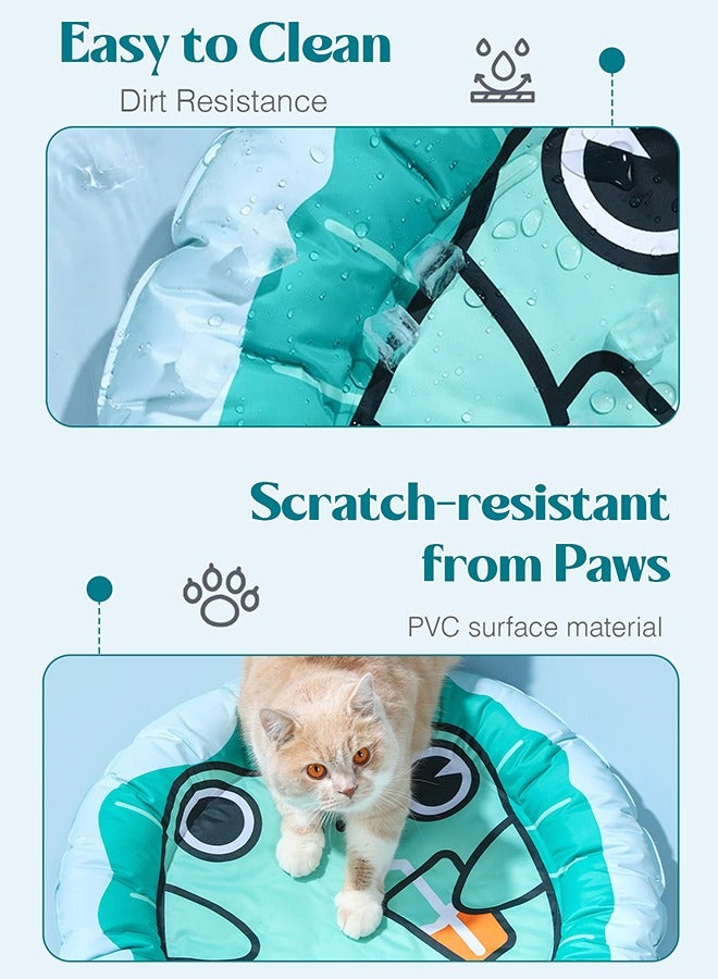 اليسا بساط تبريد للحيوانات الأليفة على شكل رسوم كرتونية للقطط والكلاب، وسادة صيفية ناعمة ومريحة ورائعة (أخضر) - Image 4