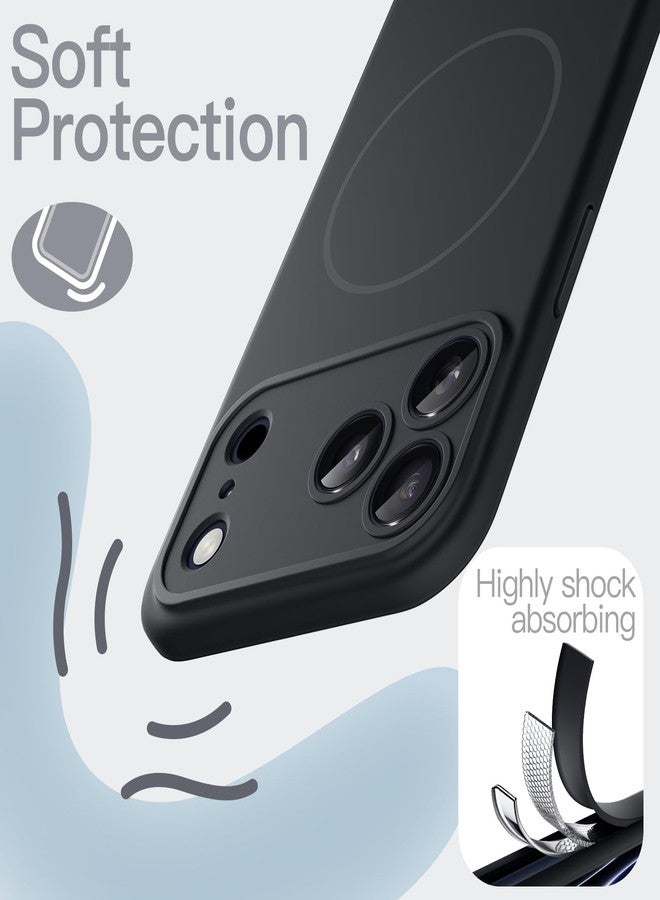 جي تيك جراب سيليكون مغناطيسي من JETech لهاتف iPhone 17 Pro مقاس 6.3 بوصة، متوافق مع MagSafe، ملمس ناعم كالحرير، غطاء هاتف ماص للصدمات مع حماية لعدسة الكاميرا (أسود) - Image 5
