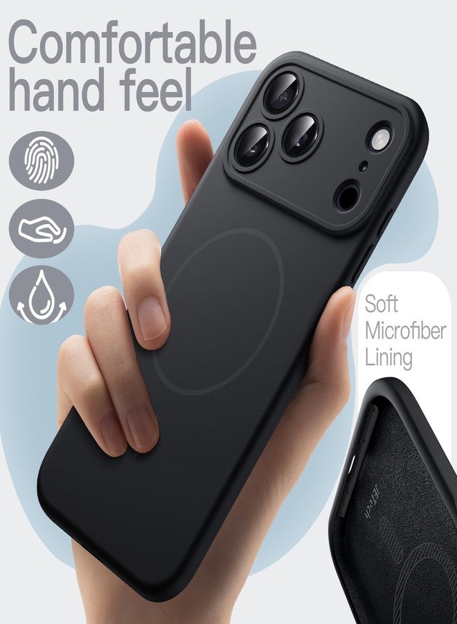 جي تيك جراب سيليكون مغناطيسي من JETech لهاتف iPhone 17 Pro مقاس 6.3 بوصة، متوافق مع MagSafe، ملمس ناعم كالحرير، غطاء هاتف ماص للصدمات مع حماية لعدسة الكاميرا (أسود) - Image 4
