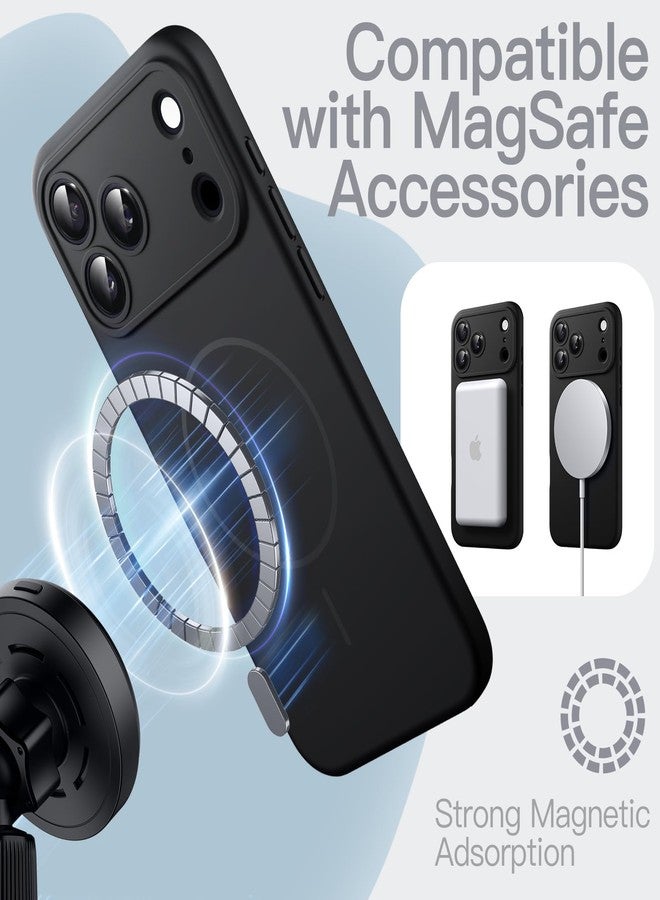 جي تيك جراب سيليكون مغناطيسي من JETech لهاتف iPhone 17 Pro مقاس 6.3 بوصة، متوافق مع MagSafe، ملمس ناعم كالحرير، غطاء هاتف ماص للصدمات مع حماية لعدسة الكاميرا (أسود) - Image 3