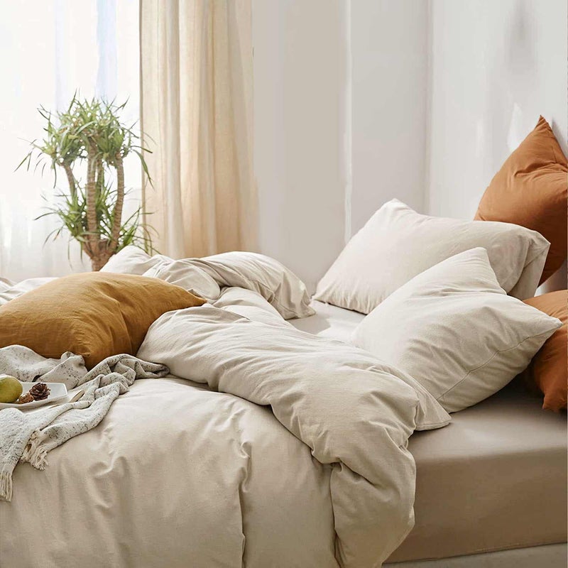 ETDIFFE Beige Comforter Set King Size 3 Piece Soft Light Khaki Modern Bedding Set Lightweight All Season Microfiber Down Alternative Bed Comforter with 2 Pillow Shams for Women Men