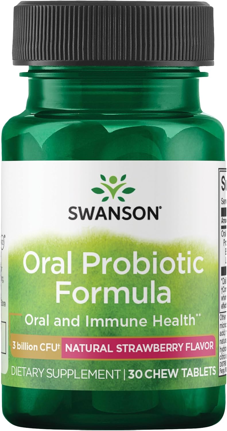 Swanson Oral Probiotic Formula  Oral and Immune System Health  Natural Strawberry Flavor 30 Chwbls - Image 1