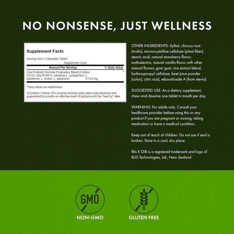 Swanson Oral Probiotic Formula  Oral and Immune System Health  Natural Strawberry Flavor 30 Chwbls - Image 3