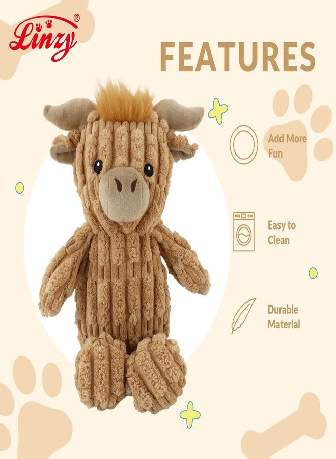 Linzy Plush Highland Cow Dog Toy, Soft Squeaky Chew Toy for Small Medium Large Dogs, Brown Interactive Pet Toy, 12 Inch - Image 2