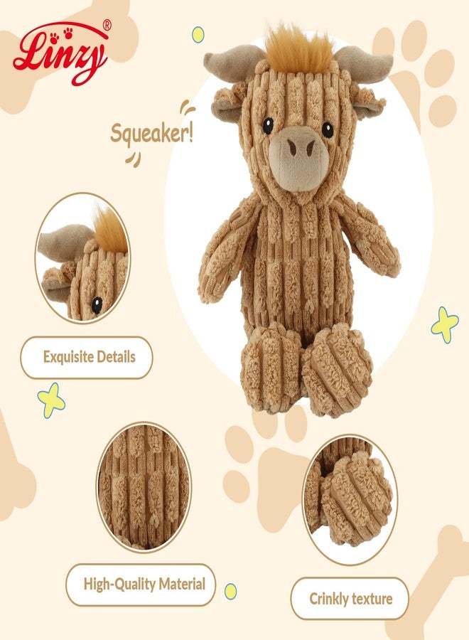 Linzy Plush Highland Cow Dog Toy, Soft Squeaky Chew Toy for Small Medium Large Dogs, Brown Interactive Pet Toy, 12 Inch - Image 4