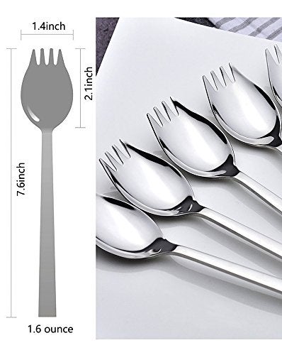 WEKTUNAA 6-pack Stainless Steel Sporks for Everyday Use, Back to school lunch supplies Camping Hiking Heavy Duty Flatware set,7.6-inch (M) - Image 4