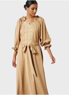 Coco Desert Ruffle Detail Front Tie Abaya  - Image 3