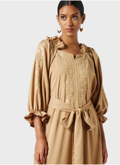 Coco Desert Ruffle Detail Front Tie Abaya  - Image 4