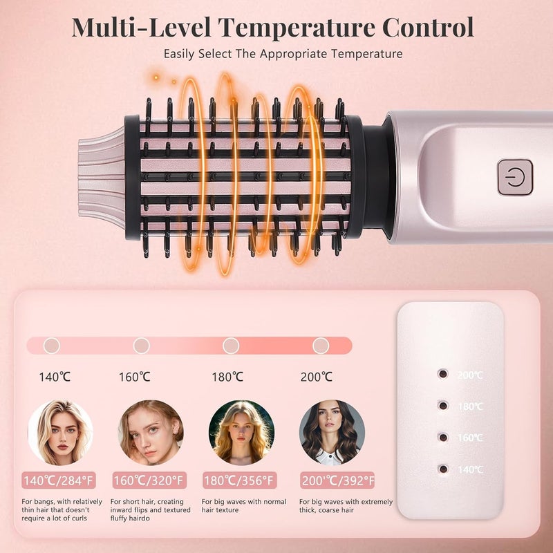 Cordless Hair Curler Brush with 4 Heat Settings - Portable Ionic Hot Air Styler - Image 4