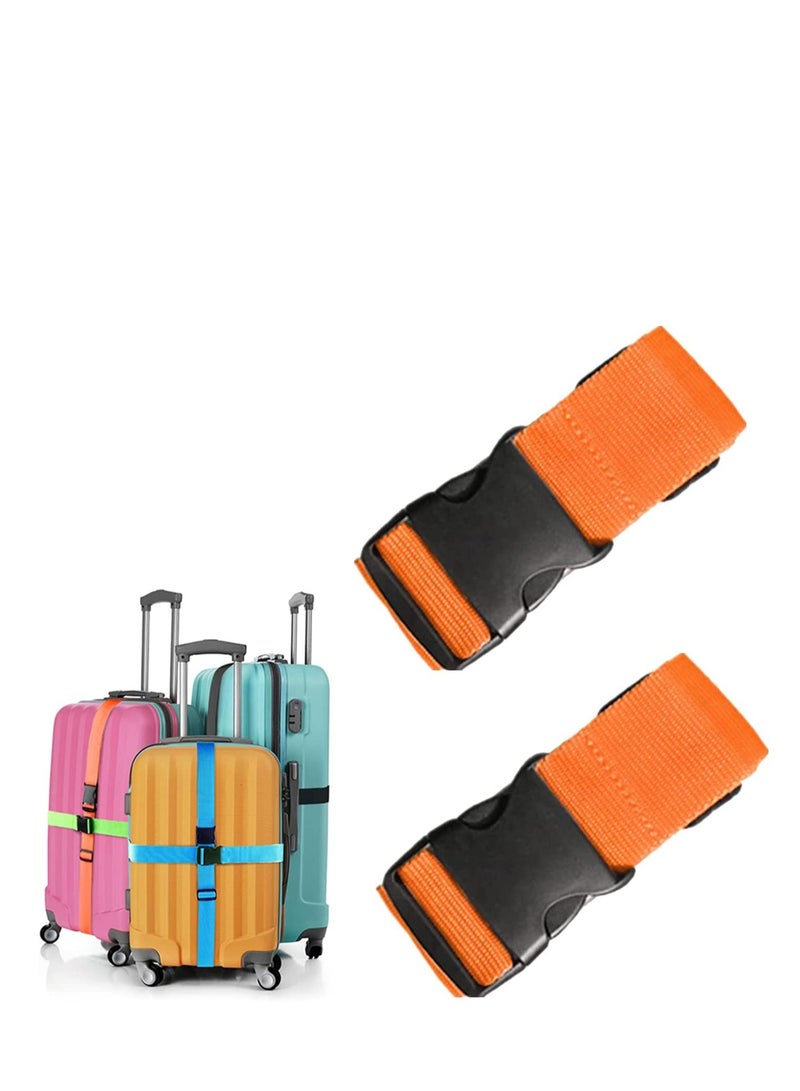 Luggage Straps Suitcase Belts Wide Adjustable Packing Straps Travel Accessories, Suitcase Belts, Packing Straps Travel Belts Accessories for Business Traveling Packing, 2 PCS 74 x 2 Inch Orange - Image 1