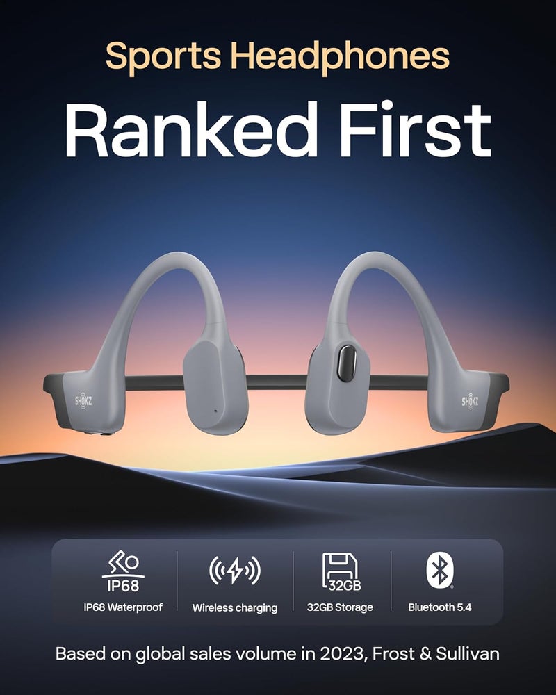 SHOKZ OpenSwim Pro Bone Conduction Sports Headphones, IP68 Waterproof Open-Ear, Bluetooth 5.4, 32GB MP3 Storage, Noise-Cancelling Mics, Wireless Charging, 9h Playtime for Running and Swimming-Grey grey - Image 2