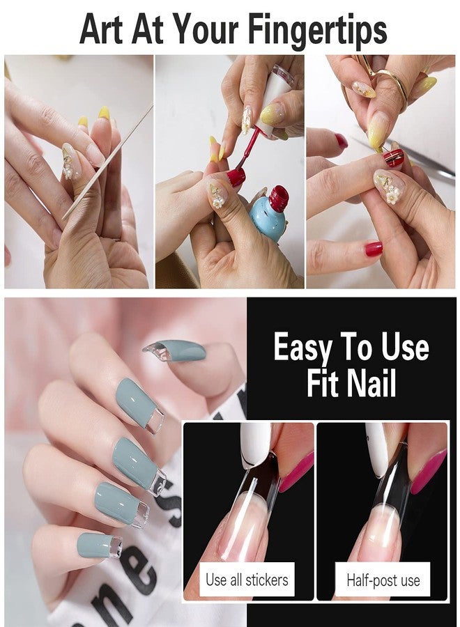 Electomania إلكتومانيا 500 قطعة أظافر مزيفة، 10 أحجام أظافر صناعية، أظافر شفافة، أظافر أكريليك أظافر مزيفة مع علبة لصالونات الأظافر وفن الأظافر DIY (مربع) - Image 5