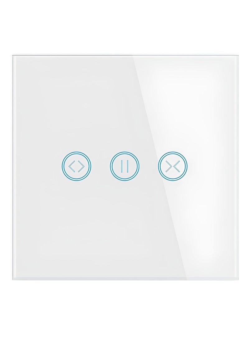 Smart WiFi Curtain Switch with Touch Glass Panel, Neutral Wire Required, Compatible with Alexa and Google Home, Touch & App Remote Control, Timing Function & Voice Control (White) - Image 1
