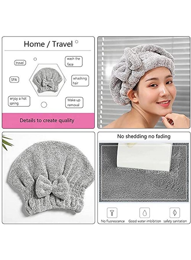 SportMore SportMore Microfiber Hair Towel Cap,Soft Absorbent Quick Drying Cap for Curly Thick Hair, Wrap Cap for Women Girls-Set of 2 Pcs (Stripe&Gray) - Image 4