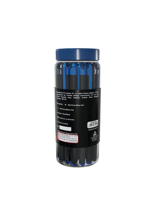 classmate Classmate Hook- Blue & Black Ball Pens (Pack of 25) |Smooth & Fast Writing Ball Pens|Unique Griper for Writing Comfort|Attractive Body Design for Boys & Girls|School & Office Stationery  - Image 2