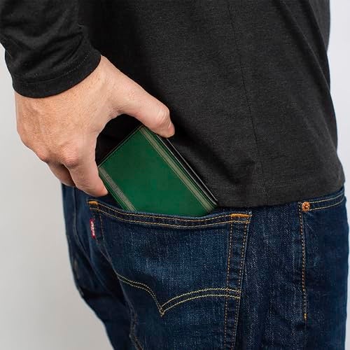 Buckle Down Buckle-Down Men's PU Bifold Wallet-Slytherin Crest/Stripe6 Weathered Greens/Grays, Multicolor, 4.0" x 3.5" - Image 5