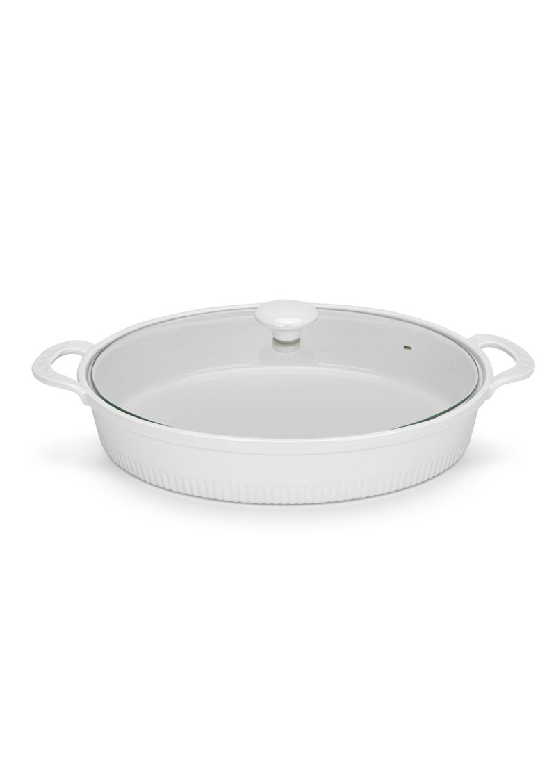 Oval Baking Dish with Glass Lid 31cm/2.1LTR, Porcelain Baking Dish with Handle Bakeware Dish for Servings, Baking, Oven and Dishwasher Safe - pzsku/Z3CBD41458EB53829B155Z/45/_/1733989233/5cd35d71-015f-4a2e-b951-b67e1f094bbb