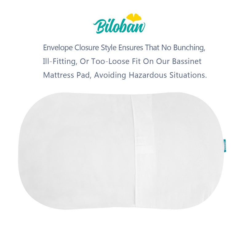 Biloban Bassinet Mattress Cover Compatible with Halo Bassinest Swivel Sleeper Bassinet Mattress Pad 2 Pack Microfiber Waterproof and Soft White - Image 5