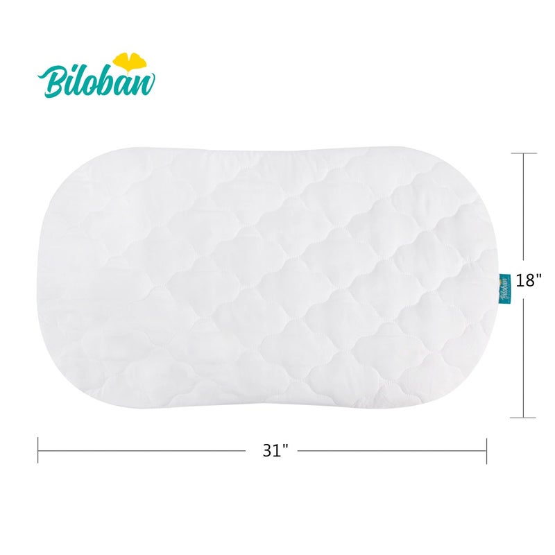 Biloban Bassinet Mattress Cover Compatible with Halo Bassinest Swivel Sleeper Bassinet Mattress Pad 2 Pack Microfiber Waterproof and Soft White - Image 2