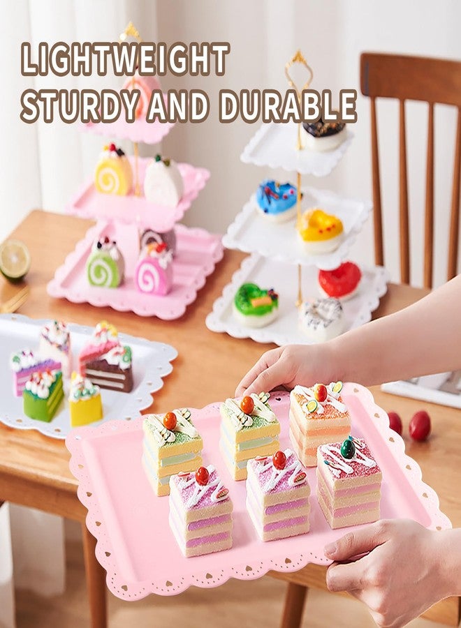 NICECHEF 6 Pack 3-Tier Square Cupcake Stand & Dessert Tray Set - 2 Holders + 4 Plates, Elegant Display for Cakes, Cupcakes, Perfect for Wedding, Baby Shower, Parties - Image 4
