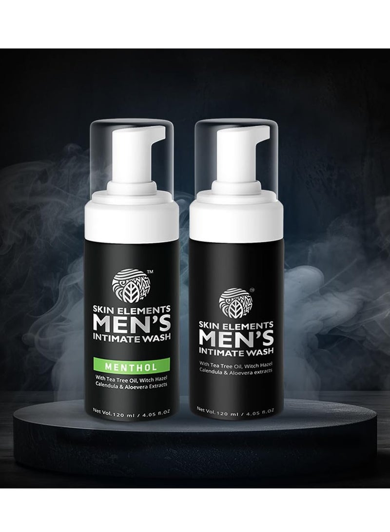 Skin Elements Intimate Wash for Men Combo | Tea Tree Oil & Menthol | pH Balanced Foaming Hygiene Wash | Controls Sweat & Bad Odor | Cools and Refreshes Intimate Area |120 ml | Pack of 2 | - Image 2