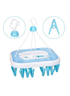 Kuber Industries Kuber Industries Cloth Drying Hanger | 36 Clips Cloth Hanger | Cloth Drying Stand | Baby Cloth Drying Pegs | Clothes Hanger Pegs | Square Cloth Drying Clips | Transparent Blue  - Image 5