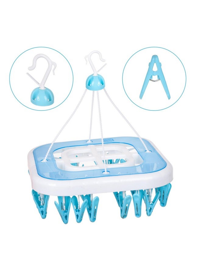 Kuber Industries - Kuber Industries Cloth Drying Hanger | 36 Clips Cloth Hanger | Cloth Drying Stand | Baby Cloth Drying Pegs | Clothes Hanger Pegs | Square Cloth Drying Clips | Transparent Blue - Image 1