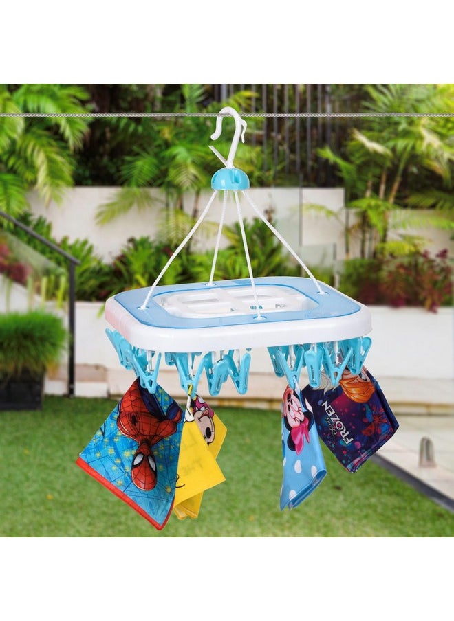 Kuber Industries - Kuber Industries Cloth Drying Hanger | 36 Clips Cloth Hanger | Cloth Drying Stand | Baby Cloth Drying Pegs | Clothes Hanger Pegs | Square Cloth Drying Clips | Transparent Blue - Image 1