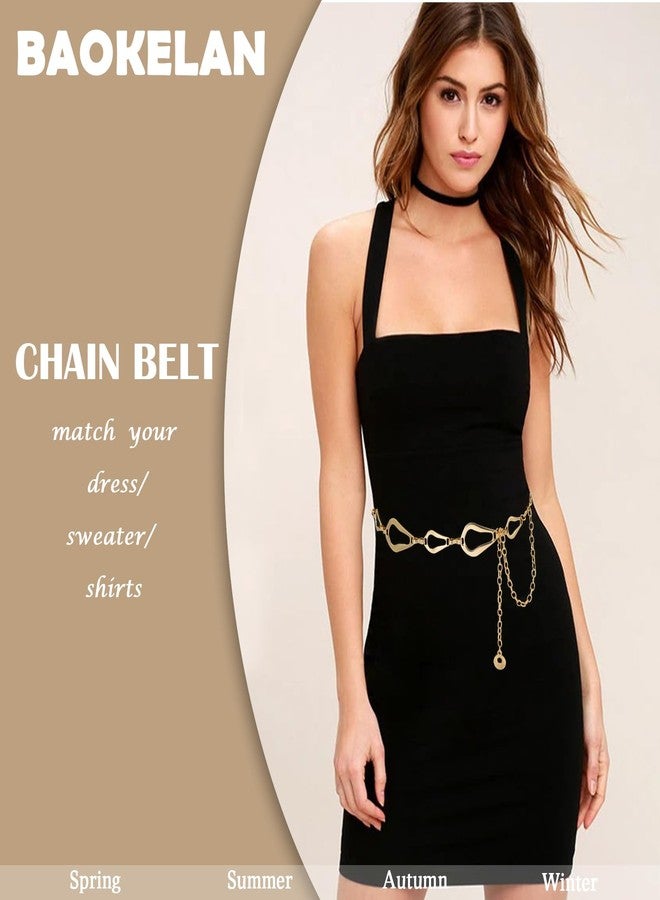 BAOKELAN Chain Belt for Women Metal Chunky Waist Belts for Dresses Gold C 105CM - Image 2