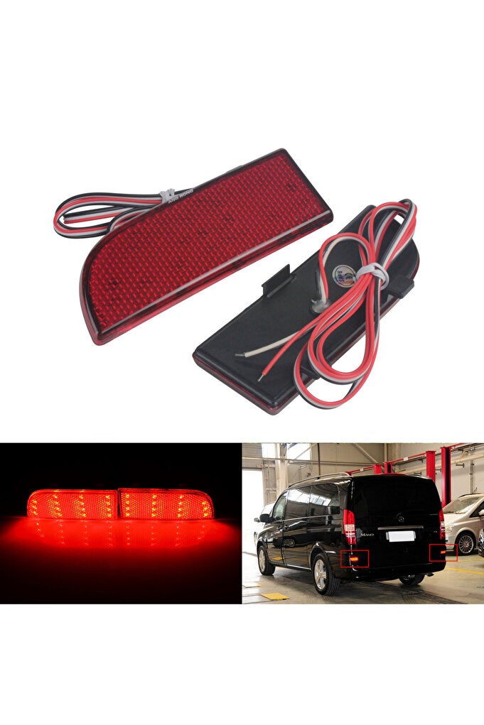 rayihni Red ANGRONG 1 Pair Rear Bumper Reflector LED Stop Brake Light For Mercedes Benz W639 Vito Viano 2003 - Image 1