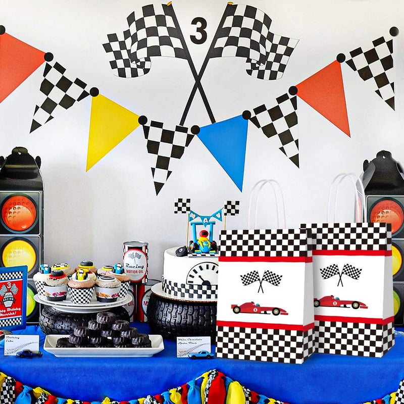 BCHOCKS 16 Pcs Party Favor Bags for Car Birthday Supplies - Candy Bags for Racing Car Party Favors Decor - Racing Themed Birthday Decorations - Image 4