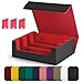 UAONO Trading Card Storage Box Holds 1800 Sleeved Cards with 10 Dividers  3 Stoppers Magnetic Closure PU Leather Card Case for MTG PTCG YGO Sports Cards Blackred - Image 4