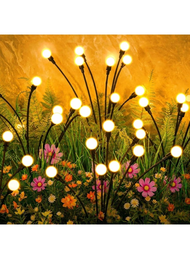2 Pack Solar Garden Lights, Outdoor Solar Firefly Lights with 8 LED Swaying Effect, Waterproof Warm White Pathway Lights for Yard, Patio, Lawn and Garden Landscape Decoration - Image 1