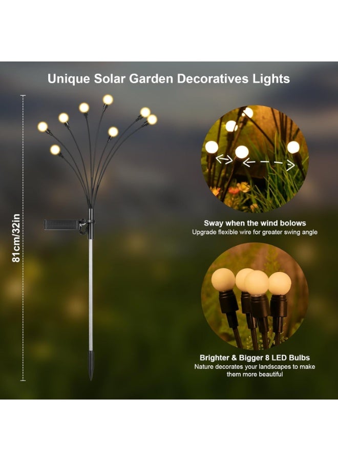 2 Pack Solar Garden Lights, Outdoor Solar Firefly Lights with 8 LED Swaying Effect, Waterproof Warm White Pathway Lights for Yard, Patio, Lawn and Garden Landscape Decoration - Image 3