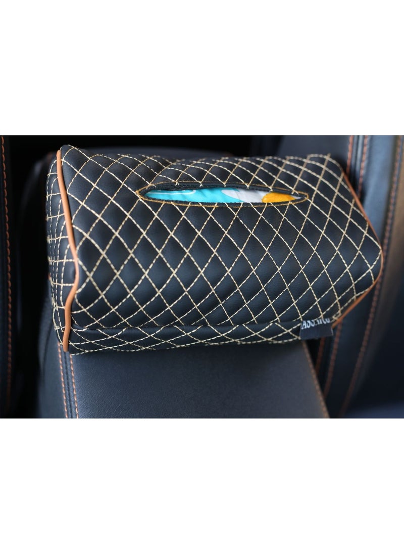 Assafco - Assafco Car Leather Tissue Holder square embroidery - Image 1