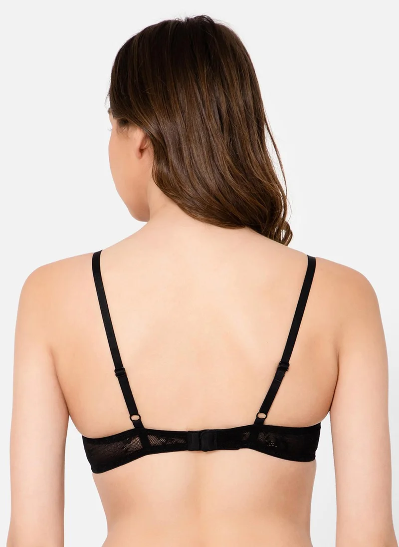 Clovia Black Clovia Padded Underwired Demi Cup Bra in Black - Lace for Women | Best Price UAE