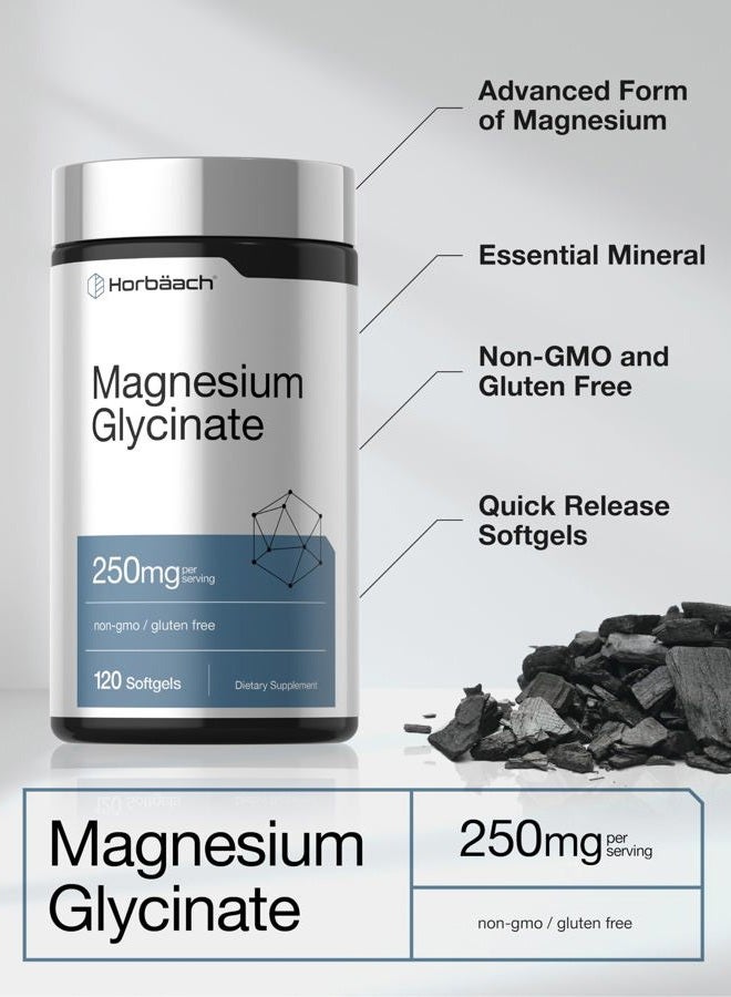 Horbäach Magnesium Glycinate | 250mg | 120 Softgels | Non-GMO and Gluten Free Supplement - Image 4