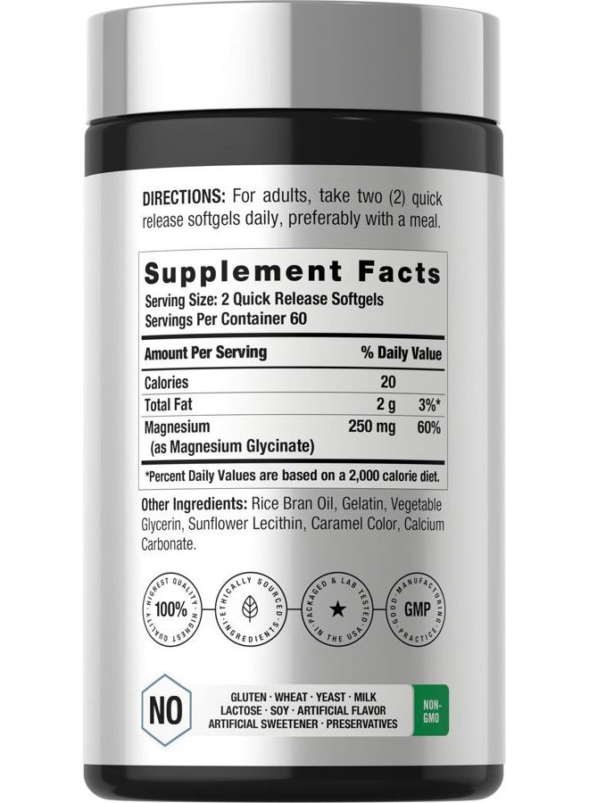 Horbäach Magnesium Glycinate | 250mg | 120 Softgels | Non-GMO and Gluten Free Supplement - Image 2