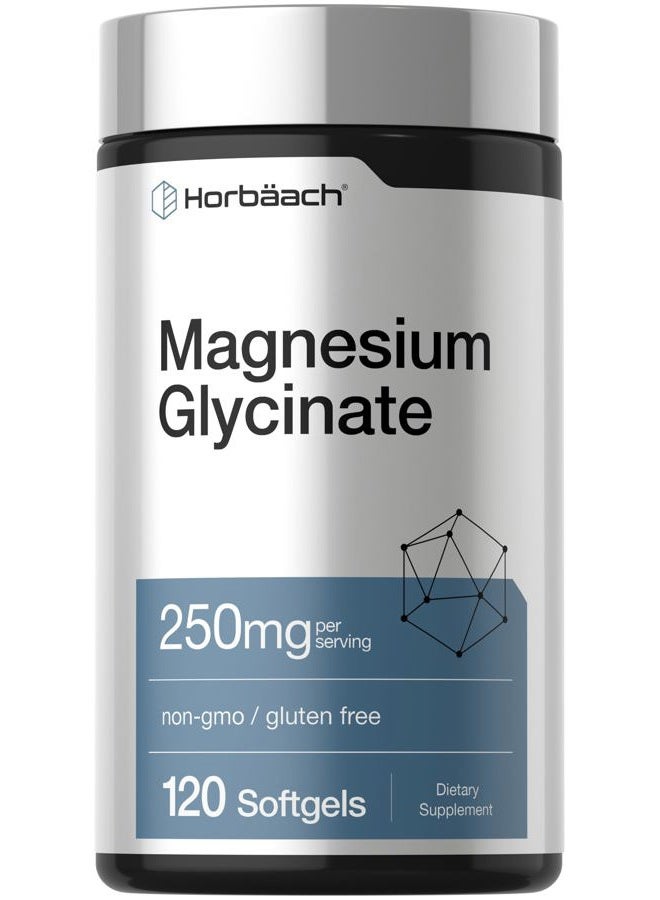 Horbäach Magnesium Glycinate | 250mg | 120 Softgels | Non-GMO and Gluten Free Supplement - Image 1