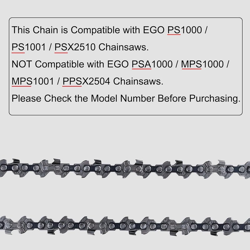 Opuladuo 2PC 10" Pole Saw Chain Replacement for EGO PS1000 / PS1001 / PSX2510 10-Inch 56V Pole Saw- 1/4" - .043" - 56 DL - Image 3
