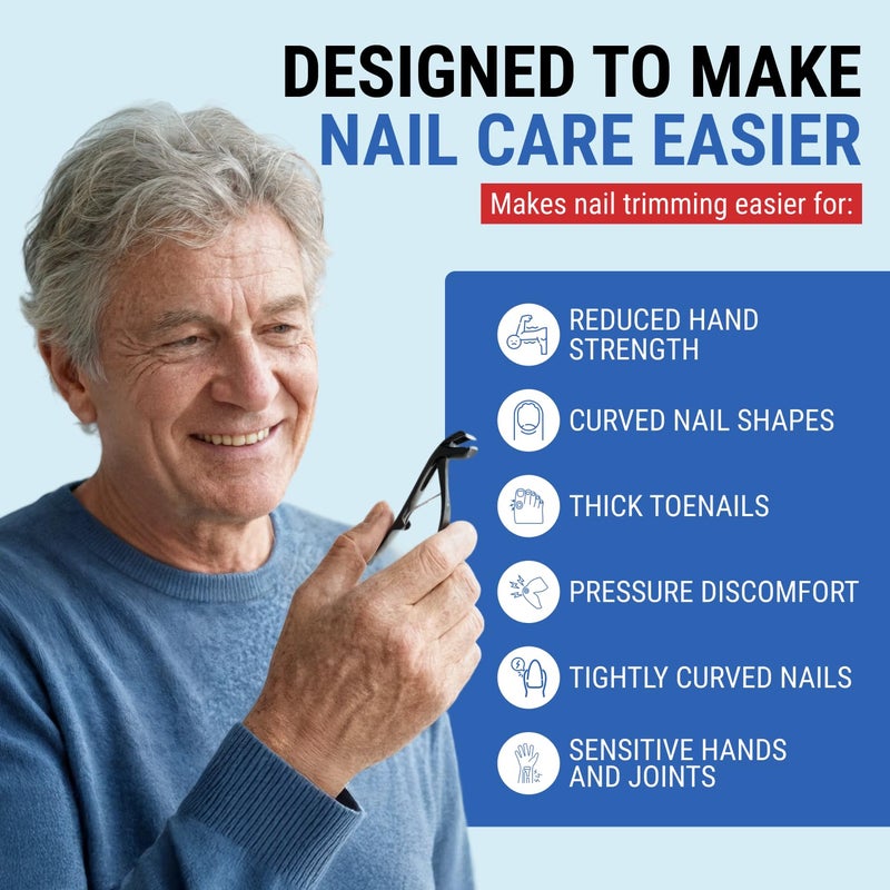 KLIPP Toenail Clippers for Thick Toenails â€“ KLIPP 15 mm Wide Jaw Thick Fingernail and Toenail Cutter with Curved Stainless-Steel Blades for Seniors (Angled Wide Opening) - Image 5