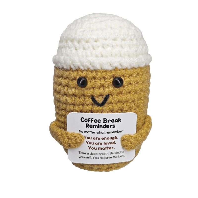 Fouliki Coffee Lovers Birthday Gifts for Women Men,Emotional Support Gifts,Encouragement Little Reminders Present,Positive Coffee Accessories,Crochet Espresso Desk Decorations - Image 1